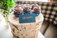 stock vegan cupcake on wood